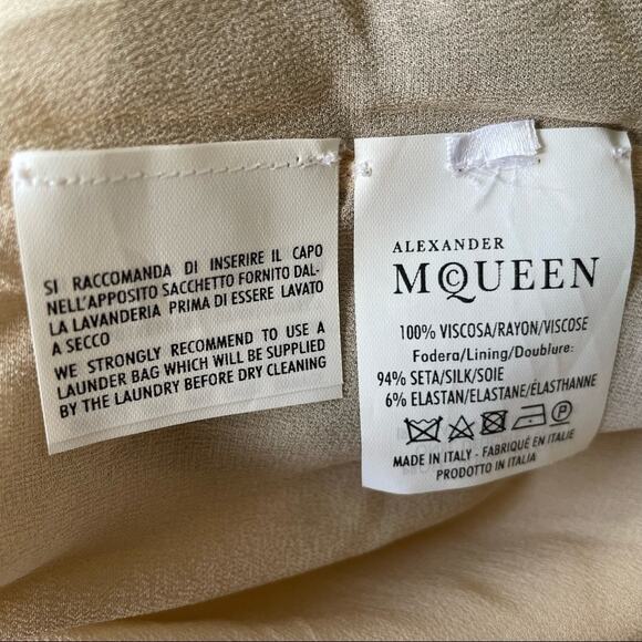 Alexander McQueen Knit Sheer Shirred Dress A Line Cocktail Party Black S EUC - Picture 14 of 15